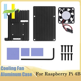 เคสฮีทซิงค์อลูมิเนียม พร้อมพัดลมระบายความร้อน และแผ่นความร้อน สําหรับ Raspberry Pi 4B RPI 4B