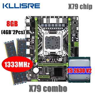 Kllisre X79 ชุดเมนบอร์ดหน่วยความจํา CPU E5 2630 V2 LGA 2011 2*4GB = 8GB DDR3 1333 ECC RAM