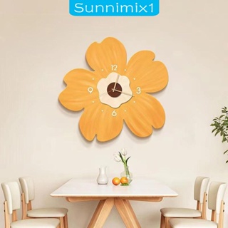 [Sunnimix1] นาฬิกาไม้แขวนผนัง ลายดอกเดซี่น้อย เสียงเงียบ สําหรับห้องน้ํา ห้องครัว