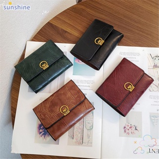 Ssunshine กระเป๋าสตางค์ ใบสั้น หนัง PU ใส่บัตรได้ สําหรับผู้หญิง