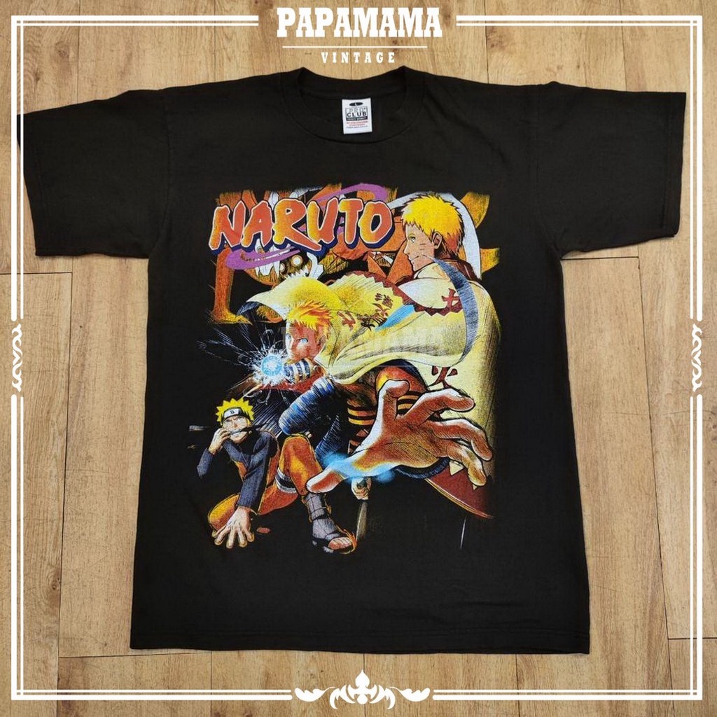 【BOJIE】เสื้อยืดผู้ชาย [ NARUTO ] นารุโตะ นินจาจอมคาถา วินเทจ ป้ายProClub เสื้อการ์ตูน Naruto papamama vintage