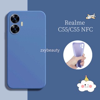 เคสโทรศัพท์มือถือ ยางซิลิโคนนิ่ม TPU ทรงสี่เหลี่ยม สีดํา สําหรับ Realme C55 NFC 2023 C55 C 55 C55NFC