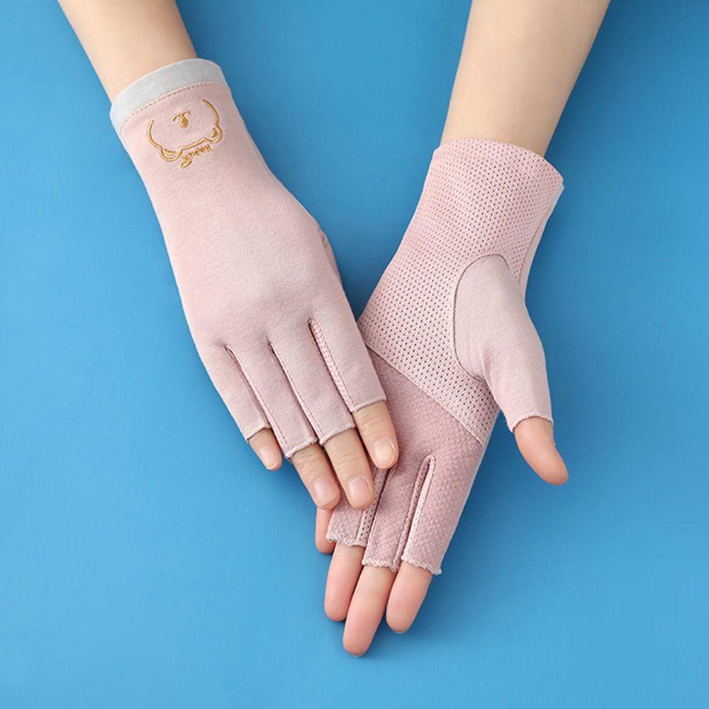 Fuzou ถุงมือกันแดด ฤดูร้อน ถุงมือขี่จักรยาน ถุงมือป้องกันรังสียูวี ถุงมือตาข่าย ถุงมือขับรถผู้หญิง ถุงมือ