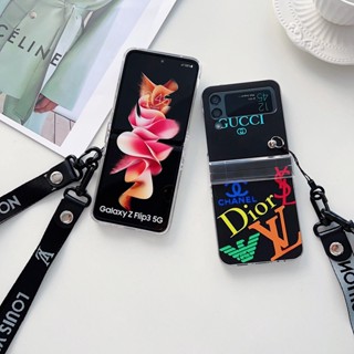 เคสโทรศัพท์มือถือ ทนทาน พร้อมสายคล้อง สําหรับ Samsung Galaxy Z Flip4 Z Flip3 Premium Samsung Z Flip4 Z Flip3