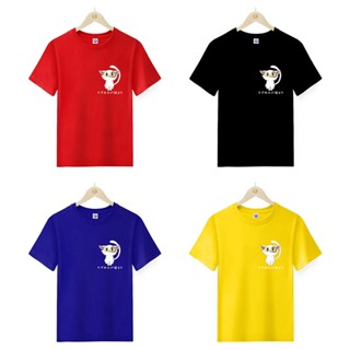 เสื้อยืดคอกลม พิมพ์ลายโลโก้ Mingyuan Suzume no Tojimari Cat Daijin Fan Art v2 น่ารัก สีดํา สีขาว สําหรับผู้ชาย และผู้หญิง