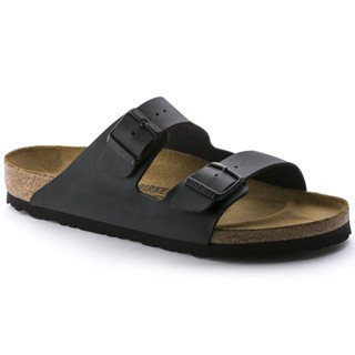 Birkenstock รองเท้าแตะ สายรัดสองเส้น สีดํา สําหรับผู้หญิง Arizona Birko-Flor