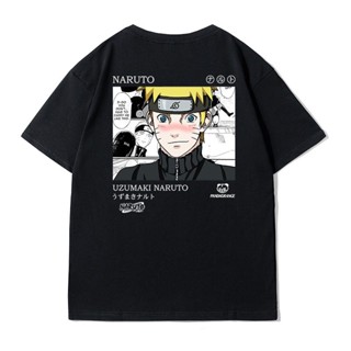 เสื้อยืดแขนสั้นNaruto ร่วม Naruto Hinata อะนิเมะ คู่เสื้อยืดผ้าฝ้ายแขนสั้นหลวม การ์ตูนคอกลมไม่จำกัดเพศขนาดใหญ่คนรัก ขนาด