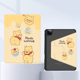 เคสไอเเพด pooh winnie for Air4ipadpro 11 เคสgen8/gen9 pro11 gen10 360°หมุนตั้ง/นอนได้ เคสหนังอะคริลิคใส พร้อมถาดใส่ปากกา