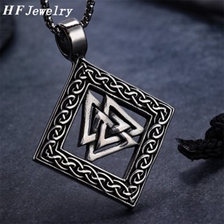 [HF Jewelry] สร้อยคอสแตนเลส 316 จี้ไม้กางเขน ทรงสามเหลี่ยม สไตล์เรโทร แฟชั่นสําหรับผู้ชาย และผู้หญิง