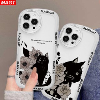 เคสโทรศัพท์มือถือ ลายแมวดํา กุหลาบ สร้างสรรค์ แฟชั่น สําหรับ Realme C55 10 C35 C33 C31 5 5i 6i C3 C35 C21Y C25Y RealmeC11 C11 2021 C25 C15 C12 C2 Narzo 50A Prime