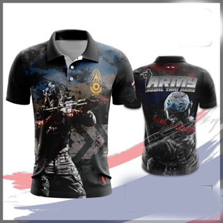 A011 เสื้อคอปกพิมพ์ลายARMYใส่สบาย ระบายอากาศ
