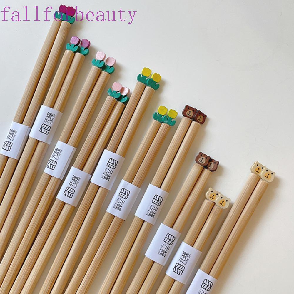 Fallforbeauty ตะเกียบไม้ ลายดอกทิวลิป หมี สไตล์ญี่ปุ่น สําหรับหม้อไฟ ซูชิ
