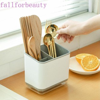 Fallforbeauty ตะกร้าใส่ช้อนส้อมตะเกียบมัลติฟังก์ชั่นสีเทา / สีดํา