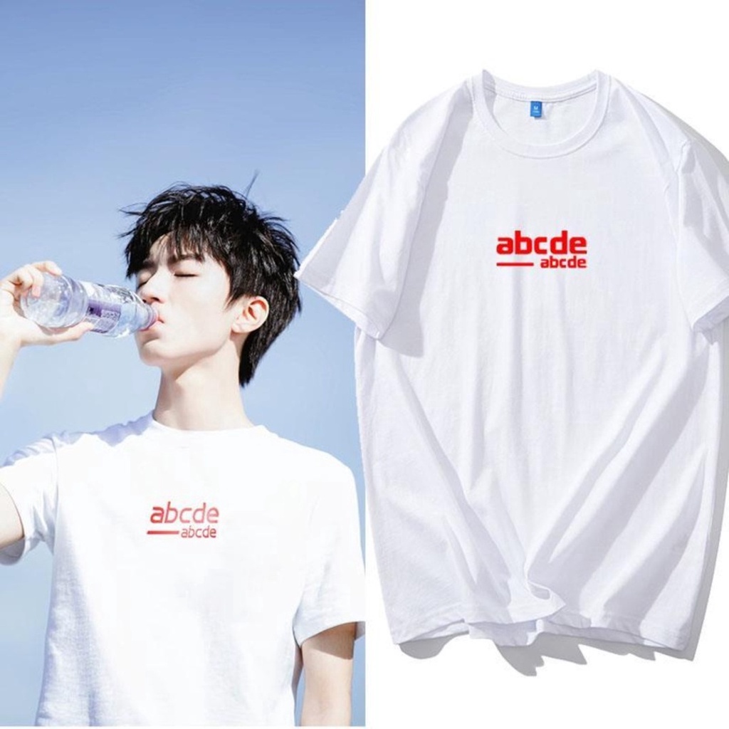 QZผ้าคอตตอน ผ้าฝ้าย ไม่ต้องรีด คอกลม Tfboys Wang Junkai ลําลอง แขนสั้น สไตล์ฮ่องกง แฟชั่