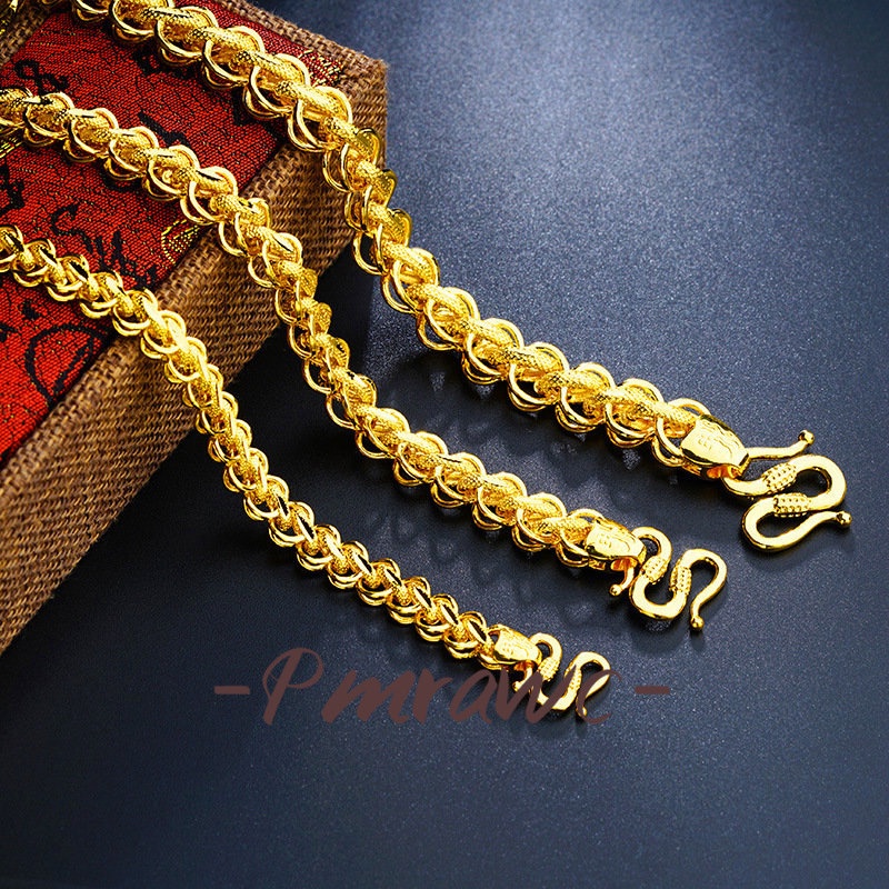 Pmrwc | 24K Gold W เชื่อมต่อ Shackle สร้อยคอผู้ชาย FS1071