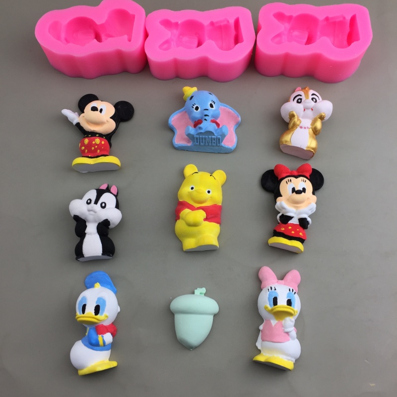 แม่พิมพ์ซิลิโคน รูปการ์ตูนสัตว์ Michimini Donald Duck Chip Dale Dumbo สําหรับทําสบู่ เทียน