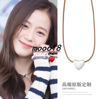 ** Moo618 * Kim jisoo jisoo สร้อยคอเงิน จี้รูปหัวใจ สไตล์เกาหลี