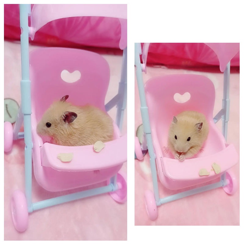 ของเล่นหนูแฮมสเตอร์ หนูแฮมสเตอร์น้อยรถเข็นที่นั่งขนาดเล็กของเล่นสนุกโต๊ะรับประทานอาหารสัตว์เลี้ยง