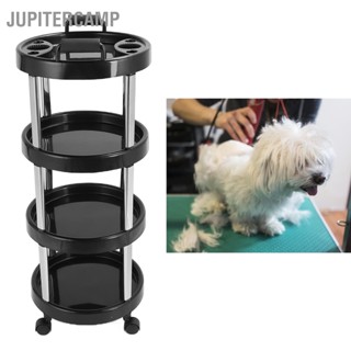 JUPITERCAMP Salon Trolley 4 ชั้นสแตนเลสกรอบ Universal Roller Cart สำหรับร้านเสริมสวยร้านทำผม