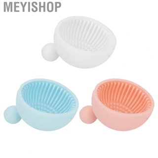 Meyishop Cosmetic Brush Cleaning Bowl  Raised Areas Makeup Brush Cleaner Bowl Multi Purpose Portable Soft Flexible  for Home