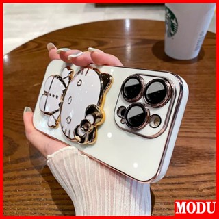 Modu เคสโทรศัพท์มือถือ ลายการ์ตูนแมวน่ารัก 6D หรูหรา พร้อมกระจกแต่งหน้า สําหรับ Motorola Moto G31 E7 7 Plus E6S 2020 20 G10 G20 G30 G9 Power Play Plus