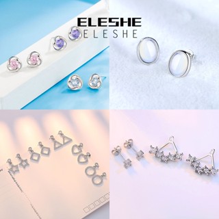 Eleshe ต่างหูสตั๊ดเงิน 925 ประดับมุก เพชรโมอิส สําหรับผู้หญิง M025