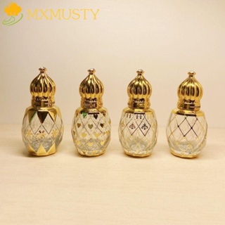 Mxmusty ขวดน้ําหอมเปล่า ขวดรีฟิล ขวดตัวอย่าง ขวดน้ําหอม แบบพกพา หรูหรา สีทอง ขวดลูกกลิ้ง ขวดโรลออน สไตล์วินเทจ