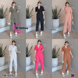 CC 18592  Jumpsuit จั้มสูทขายาว พร้อมเข็มขัด จั้มสูทใส่เที่ยว ใส่ทำงาน (ฟรีไซส์ M อก 32-36 เอว26-30 สพ38-40)