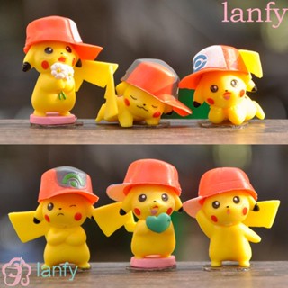 Lanfy ตุ๊กตาฟิกเกอร์ รูป Pikachu 6 ชิ้น / ชุด