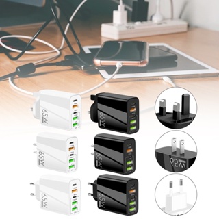 [พร้อมส่ง] อะแดปเตอร์ปลั๊กชาร์จเร็ว 5 พอร์ต 65W USB-C PD Type C UK