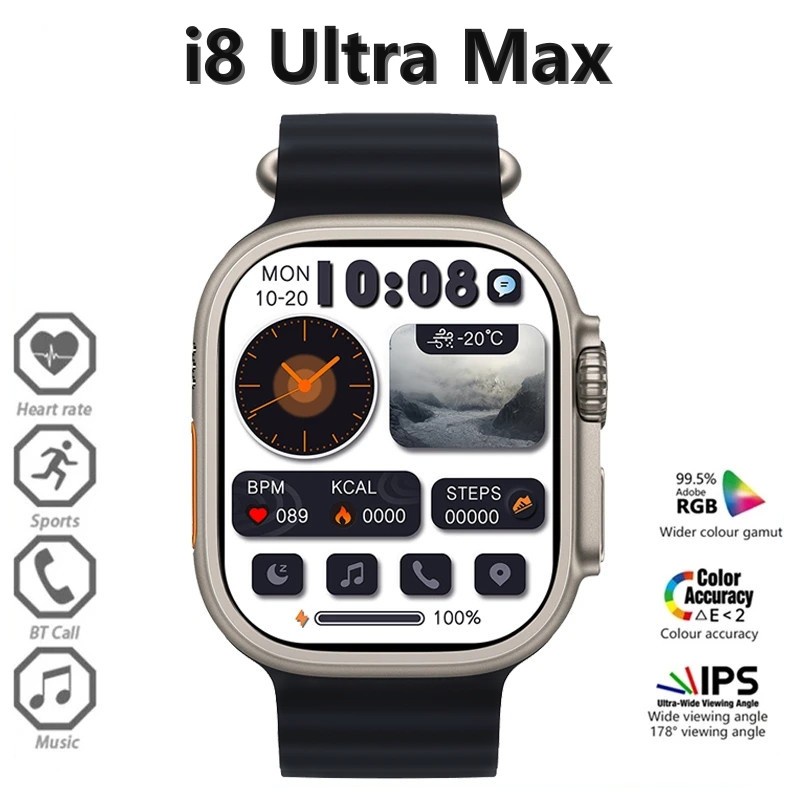 i8 Ultra Max Smartwatch Series 8 นาฬิกาข้อมือผู้หญิง Avoice Assistant หน้าจอสัมผัส นาฬิกาออกกําลังกาย นาฬิกาวิ่ง สร้อยข้อมือสมาร์ทกันน้ำ