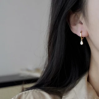 Roselife ต่างหูห่วงเงิน S925 จี้รูปดาว ประดับเพทาย เครื่องประดับ สําหรับผู้หญิง