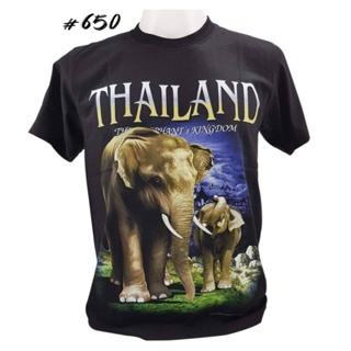 เสื้อยืดผ้าฝ้ายพิมพ์ลายเสื้อยืดไทยแลนด์ สกรีนลายช้างNo.650 Souvenir Tshirt Gift Thailand ของฝากต่างชาติ Bigsize เสื้อคนอ