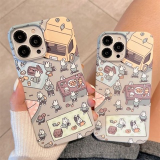 เคสโทรศัพท์มือถือแบบแข็ง บางมาก ลายกราฟฟิกกระต่ายน่ารัก สําหรับ Iphone 11pro max 14pro max 7 8plus 13 12 xs max 11 14pro xr