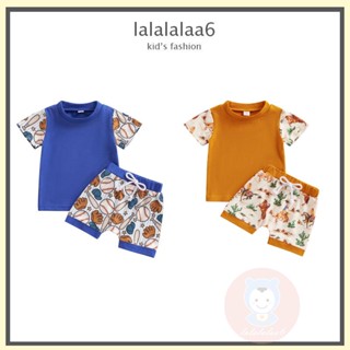 Laa6- เสื้อยืดแขนสั้น พิมพ์ลายม้า เบสบอล และกางเกงขาสั้น เอวยางยืด สําหรับเด็ก