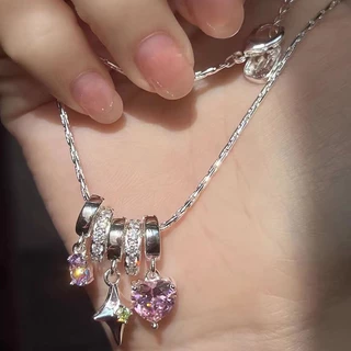 Love Diamond Starlight Pendant choker Necklace ดีไซน์นิชหญิง