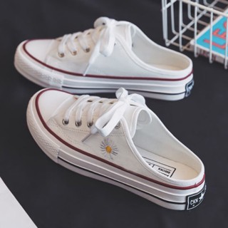 [พร้อมส่ง] รองเท้าผ้าใบลําลอง กันลื่น ลายดอกเดซี่ สไตล์เกาหลี เหมาะกับฤดูใบไม้ผลิ และฤดูร้อน สําหรับสตรี นักเรียน 2023