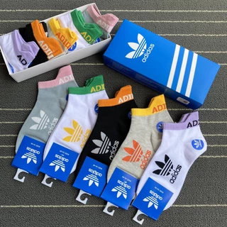 ถุงเท้ากีฬา Adida ผ้าฝ้าย แฟชั่นสไตล์เกาหลี สําหรับผู้ชาย และผู้หญิง มี 5 คู่