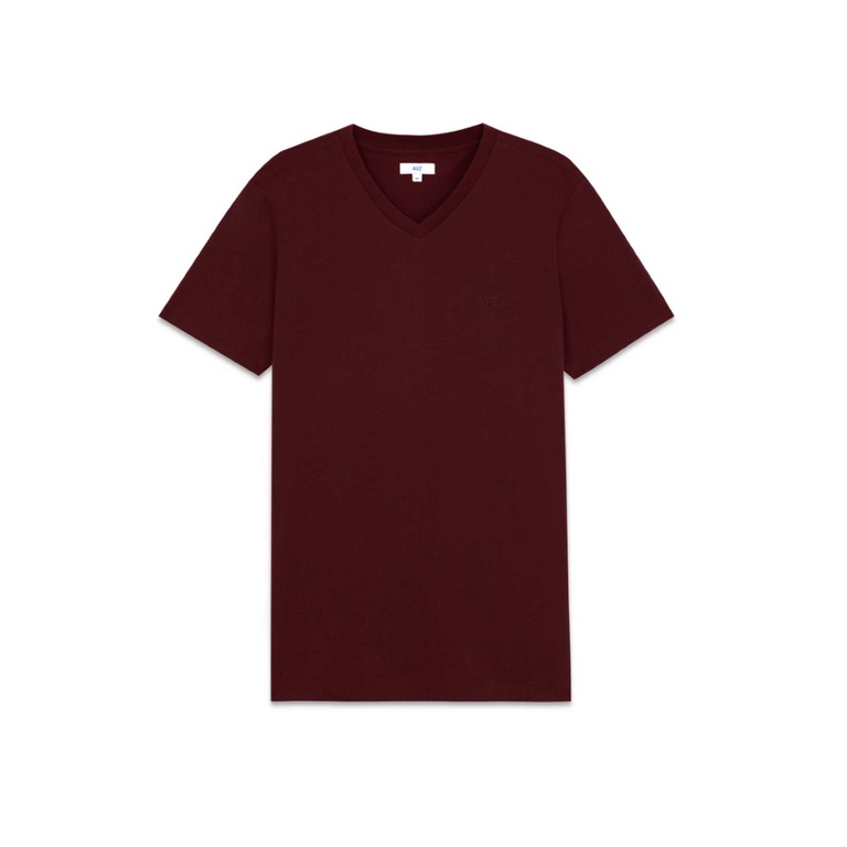 AIIZ (เอ ทู แซด) - เสื้อยืดสีพื้นคอวี ปักโลโก้ AIIZ ผ้าคอตตอนโพลีเอสเตอร์ Men's AIIZ Logo T-Shirts Cotton Polyester
