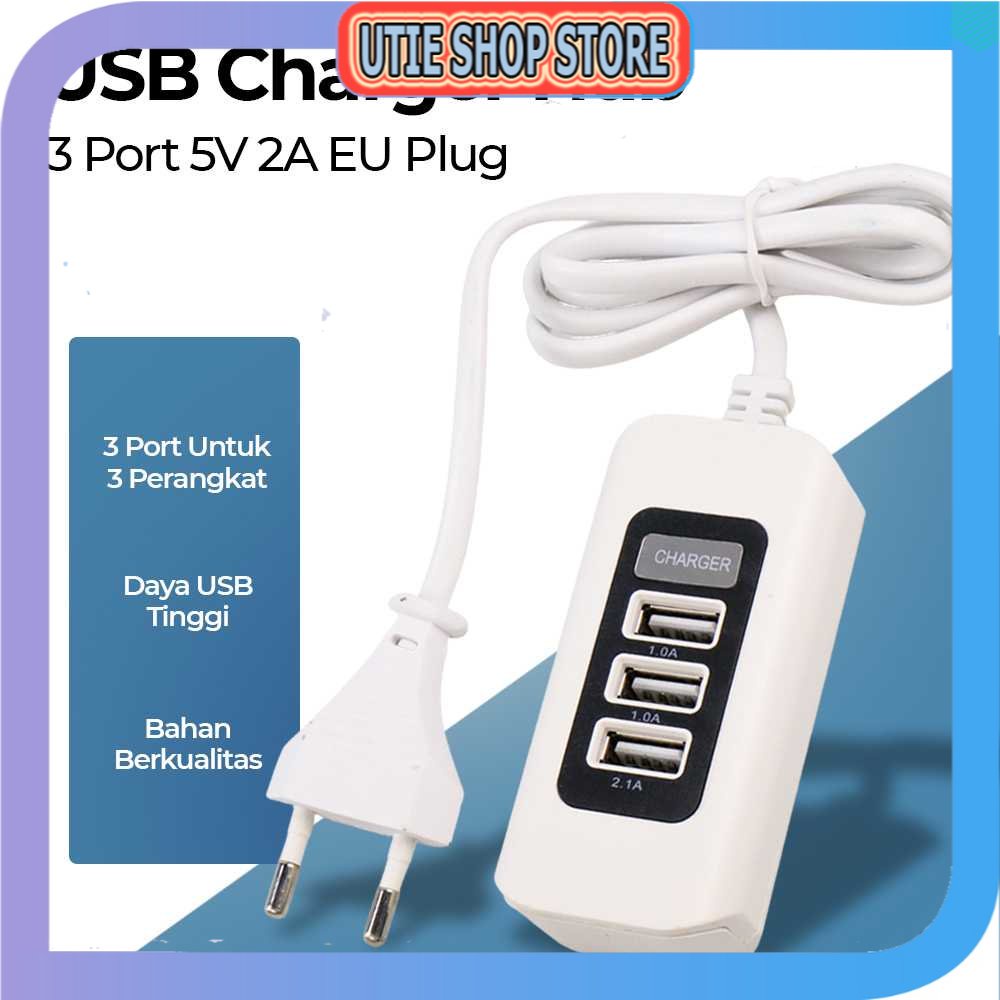 UTIE STORE - Powstro USB Charger Hub 3 พอร์ต 5V 2A EU ปลั๊ก - C1