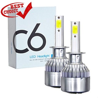 1คู่ ไฟหน้ารถยนต์ C6 LED แสงสีขาว H1 H3 H4 H7 H11 9005 9006 36W 3000K