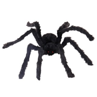 แมงมุมฮาโลวีน Props ตกแต่งบาร์ Ktv ตกแต่ง Tricky Spider Black Plush Spider Foam และ Wire Spider