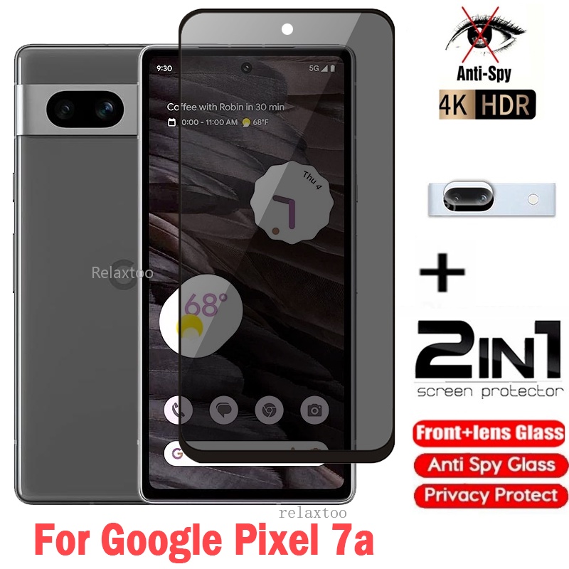 Privacy Screen Protect Glass Film For Google Pixel 8 7 Pro 7A 8A 8Pro 7Pro Pixel8Pro Pixel7Pro Pixel8A Pixel7A 5G Full Cover Anti Spy Curved Front Screen Back Camera Protect Tempered Glass Film