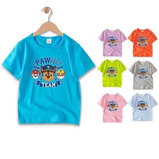 เสื้อยืดแขนสั้นลําลอง คอกลม ผ้าฝ้าย ลายการ์ตูน Paw Patrol 7 สี สําหรับเด็ก JBB006