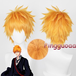 Manmei Anime Bleach Kurosaki Ichigo Cosplay Wig 30cm Orange Wig Cosplay Anime Cosplay Wigs Heat Resistant Synthetic Wigs