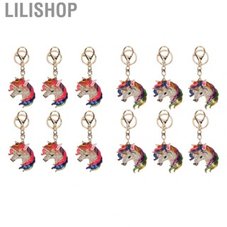 Lilishop 6pcs Rhinestone Metal Keychain Fashion  Shape Pendant Keychain for Handbags Bags Backpacks Decoration