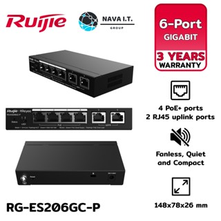 COINSคืน15%⚡FB9JMZV6⚡ RUIJIE RG-ES206GC-P 6-PORT GIGABIT MANAGED SWITCH WITH 4 POE+ PORTS - รับประกัน 3 ปี