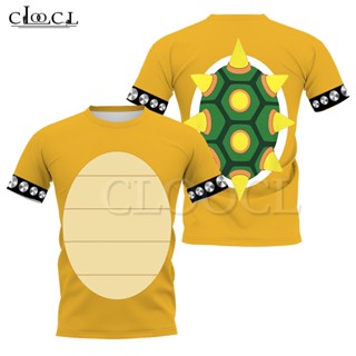 Cloocl เสื้อยืดลําลอง พิมพ์ลายการ์ตูน Bowser 3D สไตล์ฮาราจูกุ สําหรับผู้ชาย ผู้หญิง