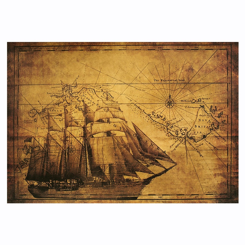 [F037] โบราณ Sailing Vintage กระดาษคราฟท์โปสเตอร์ภาพวาดตกแต่ง 50.5 * 35 ซม.
