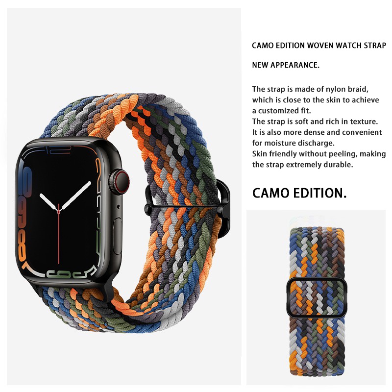 สายนาฬิกาข้อมือไนล่อนถัก ปรับได้ สําหรับ Applewatch iWatch 7 6 5 4 38 40 41 42 44 มม. S8 Ultra